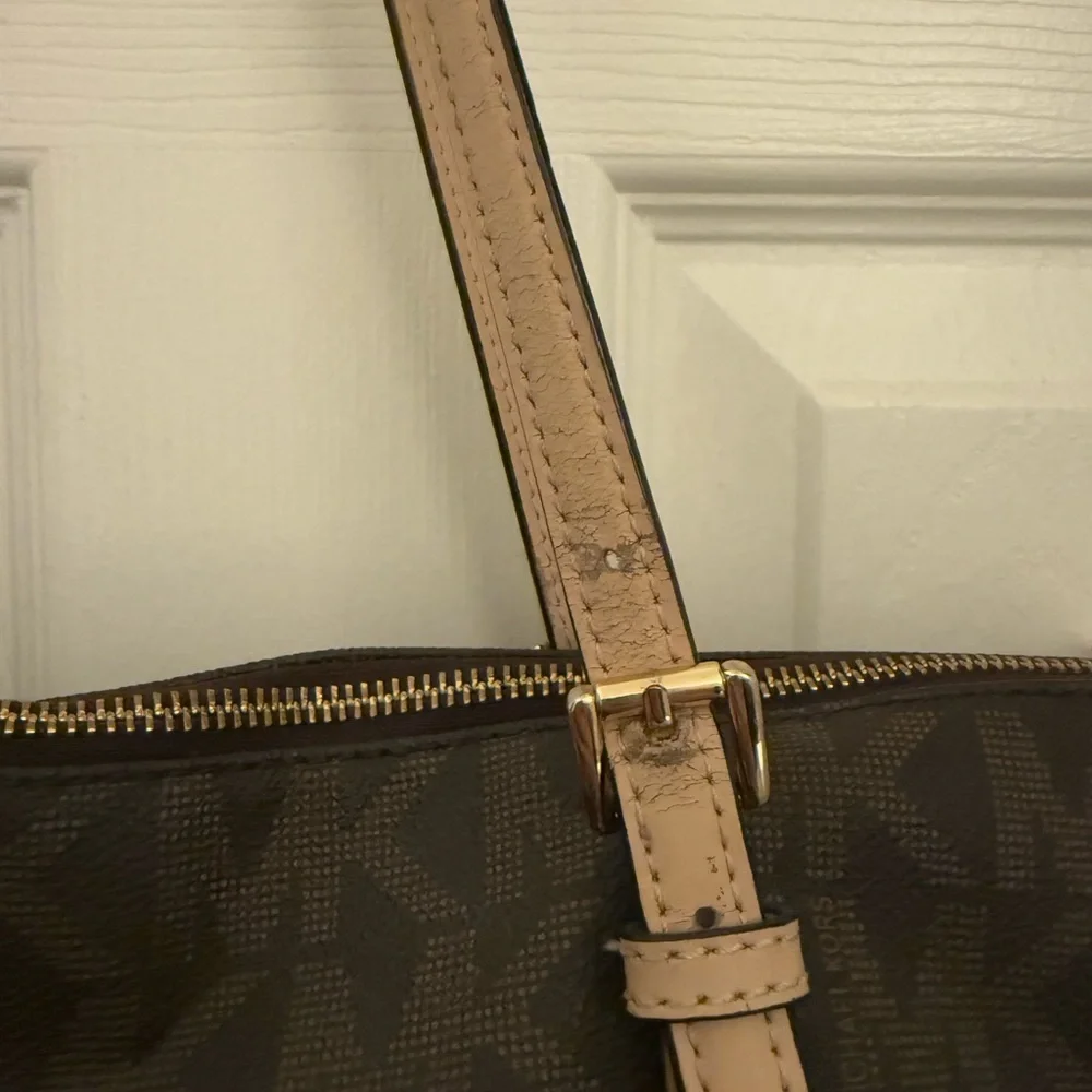 Michael Kors Brown Signature Tote with Leather Accents